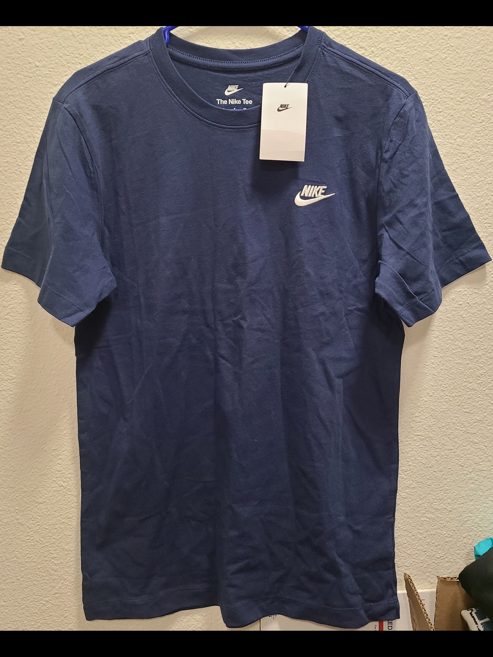 Nike Navy Short Sleeve Tee with White Logo Small